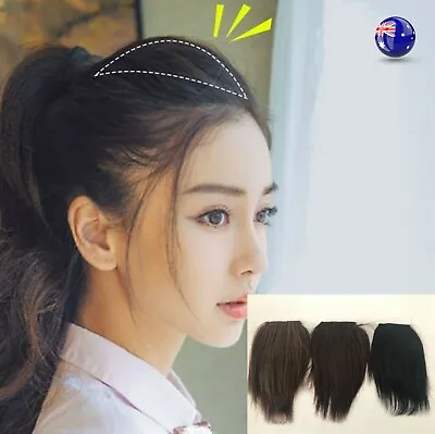 Women Natural 100% Human Real Hair Side Volume Up Wig Piece Hairpiece Clip On • $8.72