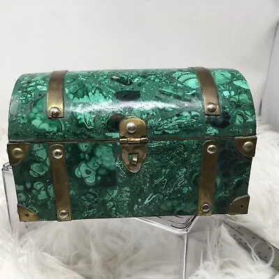 African Malachite And Brass Domed Trinket Box Treasure Chest Late 19th 6lb 13oz • $356.25