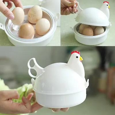 Chicken Shape Microwave Egg Poacher Eggs Boiler Steamer Microwave Egg Steaner • £7.99