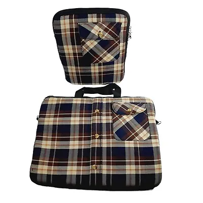 $19.99 • Buy Laptop & Tablet Bag Case Set Plaid Flannel Design Matching Typo Brand Zip Pocket
