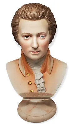 Vintage Unusual Bisque Mozart Bust Figurine Natural Face And Hair • $70.49