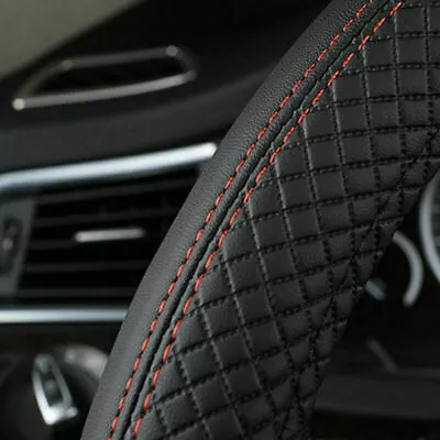 $7.19 • Buy Universal Car Accessories Steering Wheel Cover Black Leather Anti-slip 15 /38cm