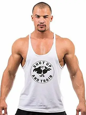 Mens Mma Gym Vest Bodybuilding Muscle Stringer Vest Muscle Gym Vest • £8.23