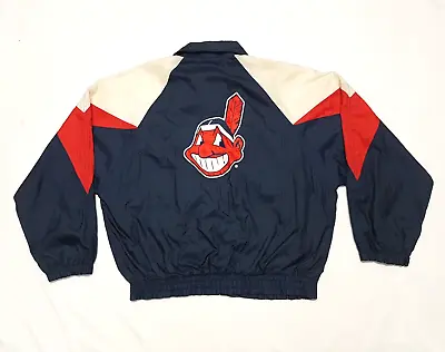 Vintage Cleveland Indians Chief Wahoo Full  Zip Windbreaker Jacket Xl • $35