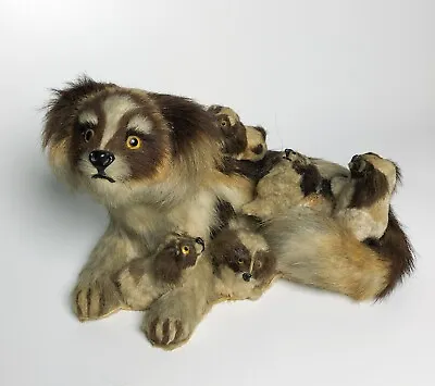 8  Vintage Real Fur Miniature Dog Pekinese W Puppies Pets Gifts For Mom Animal • $75