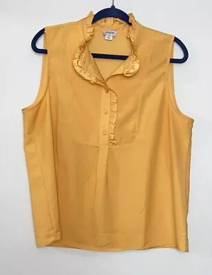J.Crew Gold Sleeveless Half Button Up Blouse Women's Size 14 • $12