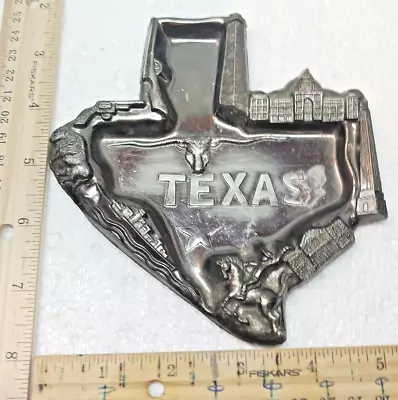 Vinatge Metal Texas Longhorns Ashtray - Texas Shaped Ashtray - Japan Made • $6.99