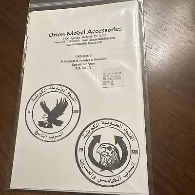 Orion Model Accessories 48016 1/48 Scale F/A-18C/D Kuwaiti Air Force Decals • $9.50