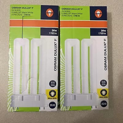 2 Pack OSRAM CF24DF/830 DULUX F COMPACT FLUORESCENT WARM WHITE 2G10 BASE • $10