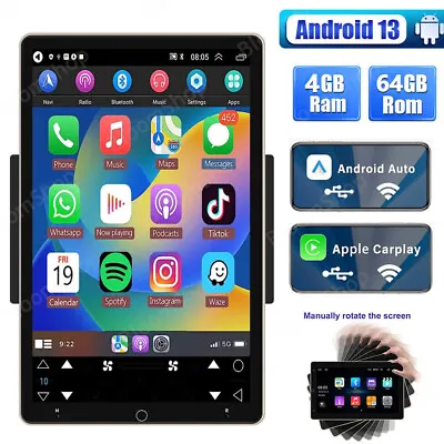 Rotatable 10.1  Android 13 Touch Screen Car Stereo Radio GPS WIFI BT 2DIN 4+64GB • $147.87