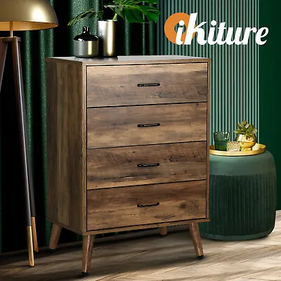 $159.90 • Buy Oikiture 4 Chest Of Drawers Storage Cabinet Tallboy Dresser Furniture Wooden