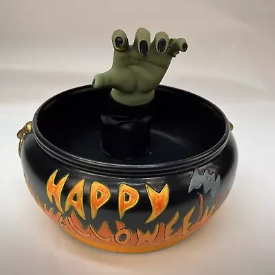 Gemmy Talking Halloween Candy Bowl Green Hand Cauldron Sound Works No Movement • $18.99