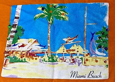 Vintage Miami Beach Florida White Stag T Shirt Size Large Sequins Graphic • $22.49