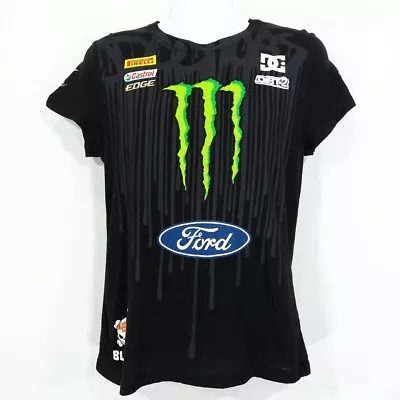 DC Shoes Monster Energy Ken BLOCK Ford Women's AOP Black Racing T-Shirt. Sz L • $58