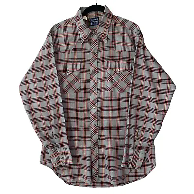 DeeCee Rangers Vintage Western Shirt Size 16.5 Gray Red Plaid Snap Rodeo Cowboy • $32