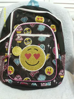 Smiley Glitter Face Backpack Bookbag New No Tag • $15.40