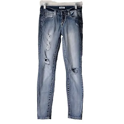 Mudd Jeans Women's Juniors 3 Low Rise Skinny Denim Rocker Destroyed Distressed  • $11.98