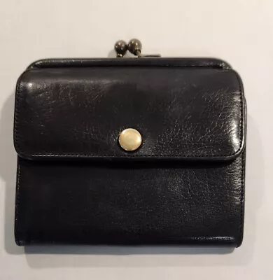 Coach Vintage Black Leather Framed Kisslock Coin Continental Wallet Billfold • $109