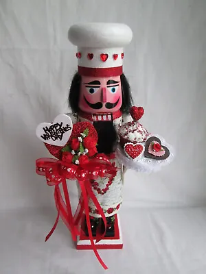 14.5  Handcrafted Valentines Day Nutcracker Baker W/ Cakes Roses & Hearts • $49.99