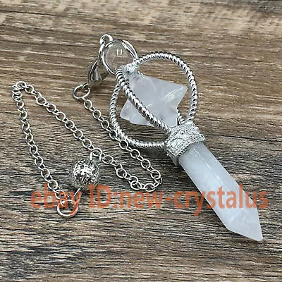 1pc Natural Clear Quartz Merkaba Star Pendant Crystal Pendulum Point Healing • $10.99