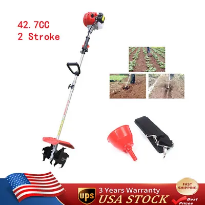 42.7CC 2 Stroke Mini Gas Powered Tiller Cultivator Rototiller Garden Farm Tiller • $127.30