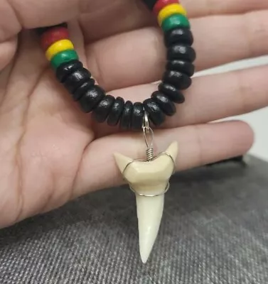 Resin Mako Shark Tooth Resin Pendant Surfer Necklace For Men | Black Necklace • $19.95