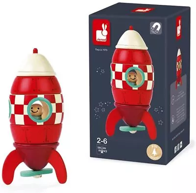 £16.37 • Buy Janod Magnetic Rocket Wood Character Sustainable Toddler Toys 