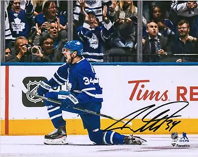 Auston Matthews Maple Leafs Signed 8  X 10  Blue Jersey Goal Celebration Photo • $219.99