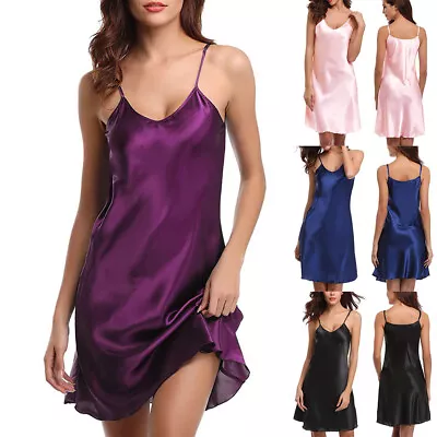 £8.99 • Buy Women Silky Satin Chemise Nightdress Babydoll Lingerie Sexy Strappy Nightwear
