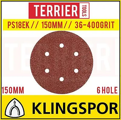 £4.39 • Buy 150mm Sanding Discs / Sandpaper KLINGSPOR 6'' Orbital Sander HookNLoop -- 6 Hole