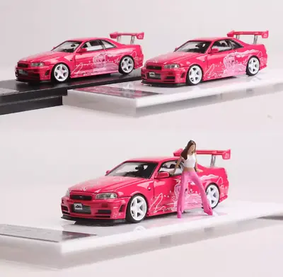 ZD FS 1:64 JDM Fast Pink GTR Skyline R34 FNF Figure Model Diecast Metal Car BN • $37.99