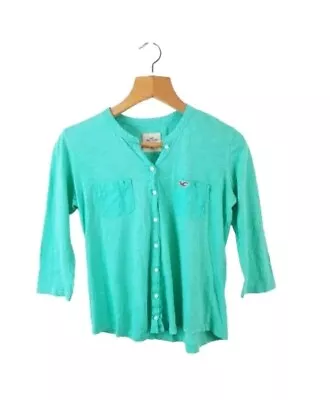 Hollister Flannel Shirt Womens XS Green Plaid Long Sleeve Casual Button Up • £9.95
