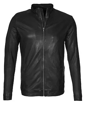 New Leather Jacket Mens Biker Motorcycle Real Leather Coat Slim Fit Black #1157 • $118