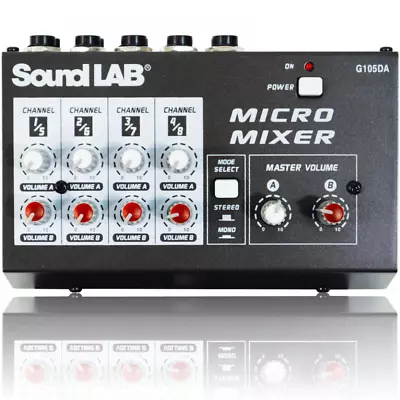 £28.99 • Buy Soundlab 4 Channel Stereo Microphone Mixer With Volume Control And Mono Select