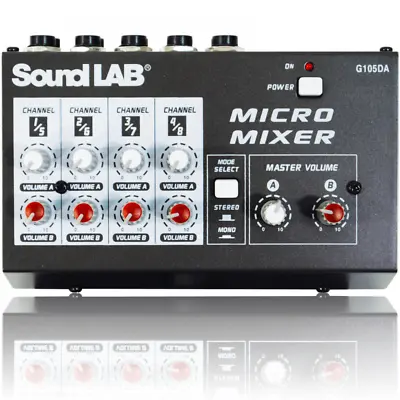 Soundlab 4 Channel Stereo Microphone Mixer With Volume Control And Mono Select • £28.99