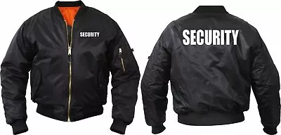 Official Security Uniform Black Jacket Officer Guard MA-1 Bomber Flight Coat • $59.99