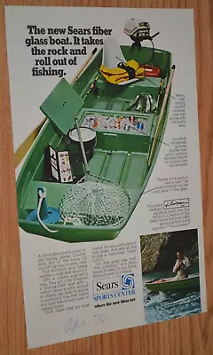 1970 Sears Green Fiberglass Fishing Boat Original Vintage Advertisement Ad-70 • $12.99