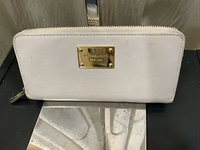 Michael Kors Leather Zip Around Full Size Wallet White • $35