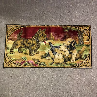 Vintage Jungle Dog Tapestry Rug Wall Hanging With Fringe 39.5” X 19.5” Inches • $50