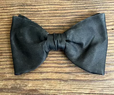 VINTAGE After Six Satin Clip On Black Bow Tie • $8.50