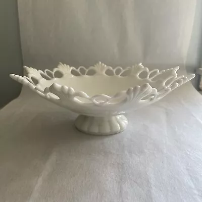 Vintage Large White Milk Bowl Footed- Some Chips See Picture • $9.96