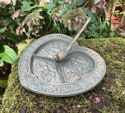 Metal Cast Iron Garden Bird Heart Sundial Ornament Wedding / Anniversary Gift 💕 • £26.50