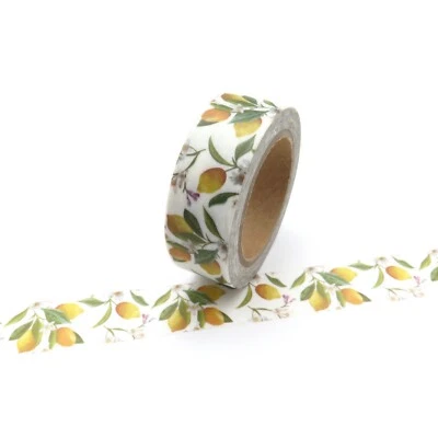 $5.50 • Buy Washi Tape Lemon Tree Floral Botanical Leaves Fruit Yellow 15mm X 10m