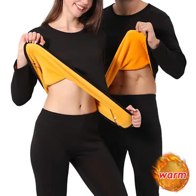 Womens Mens Long Johns Thermal Set Long Sleeve Top Bottom Fleece Warm Underwear • $8.91