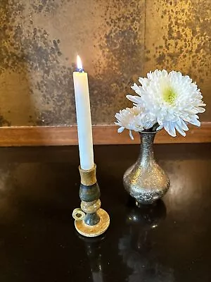 Vtg Hand Carved 5” Marble Candlestick Holder Turned Stone For Taper FINGER HOLD • $18