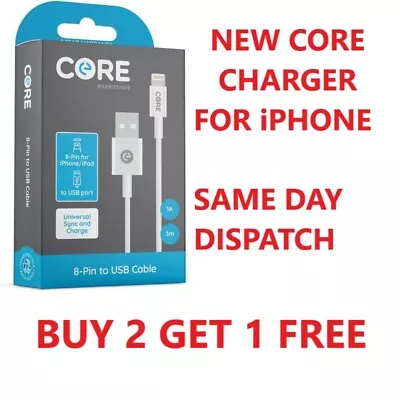 Genuine Core IPhone Charger For Apple IPhone 12 11 X 6 5 7 8 USB Data Lead Cable • £2.99