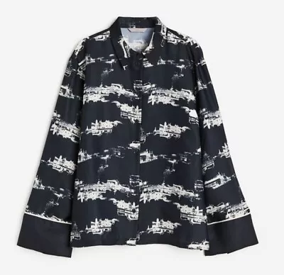H&M Shirt Top Blouse Printed City Stockholm Sz XL • $19.99