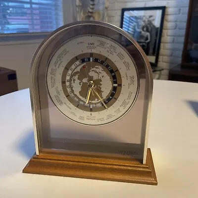 Vintage Verichron Quartz World Time Sweep Second Hand GMT Mantle Clock • $36