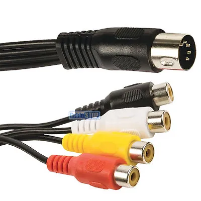 1.2m 5 PIN MIDI DIN MALE PLUG To 4 RCA PHONO FEMALE SOCKETS ADAPTER AUDIO CABLE • £5.35