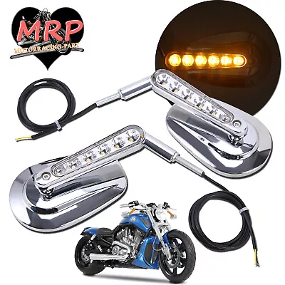 $37.95 • Buy Rear View Mirrors Muscle LED Turn Signal Light Set For Harley V ROD VRSC Classic